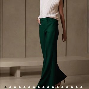Banana Republic Women’s Lido Wide-Leg Italian Wool Pants Forest Emerald Green